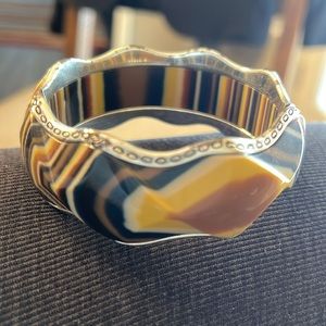 Silver Tone and Resin Bangle